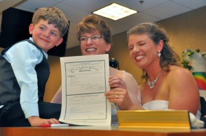 civil union license with Jeremy smiling by Ernest Luning