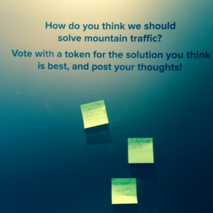 The exhibit pushes you to consider some of our big questions. If posting notes and token votes are not your thing there are also LEGO challenges at the end to build solutions.